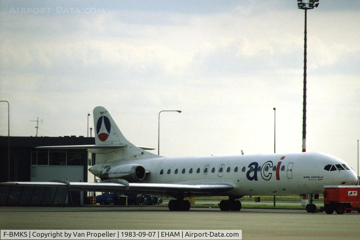 F-BMKS, 1964 Sud Aviation SE-210 Caravelle 10B3 Super B C/N 181, Air Charter International Caravelle 10 on the platform at Schiphol airport, the Netherlands, 1983