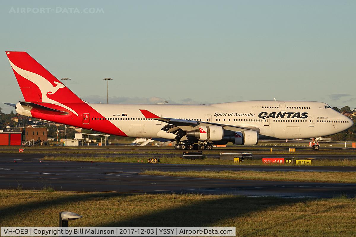 VH-OEB, 1993 Boeing 747-48E C/N 25778, TAXI FROM 34L