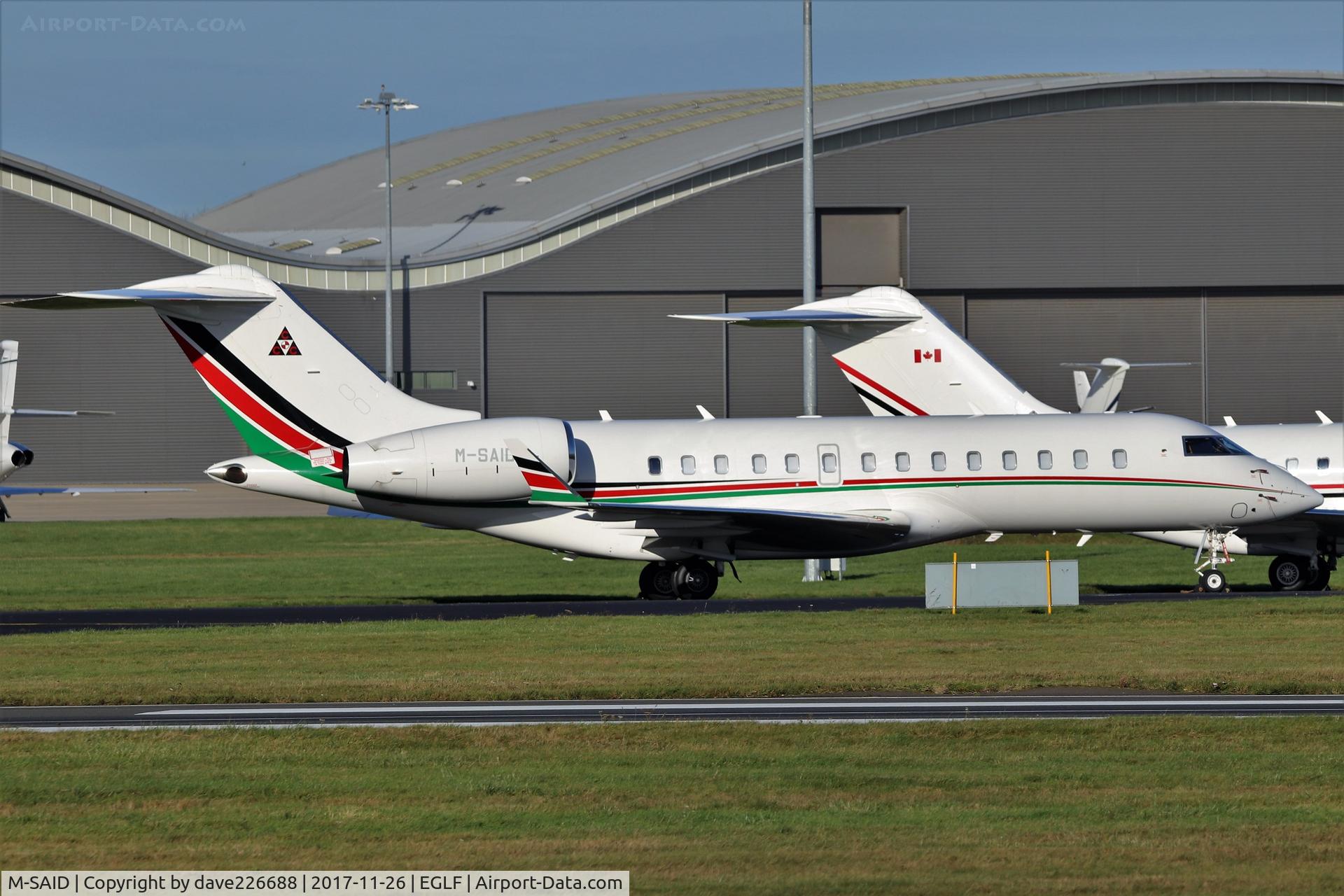 M-SAID, 2012 Bombardier BD-700-1A11 Global 5000 C/N 9486, M SAID at Farnborough