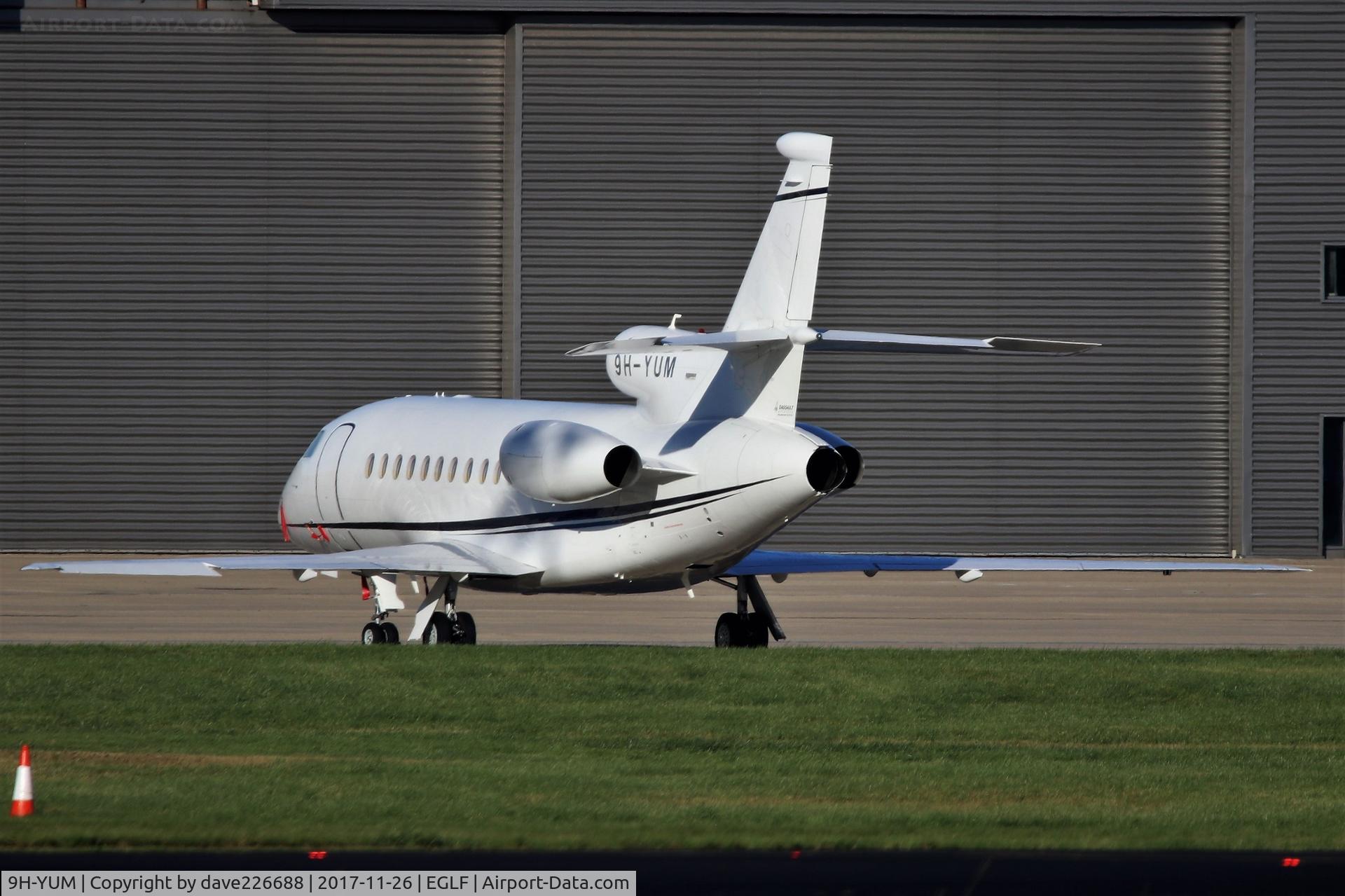 9H-YUM, 2007 Dassault Falcon 900DX C/N 610, 9H-YUM on TAG Aviation ramp at Farnborough