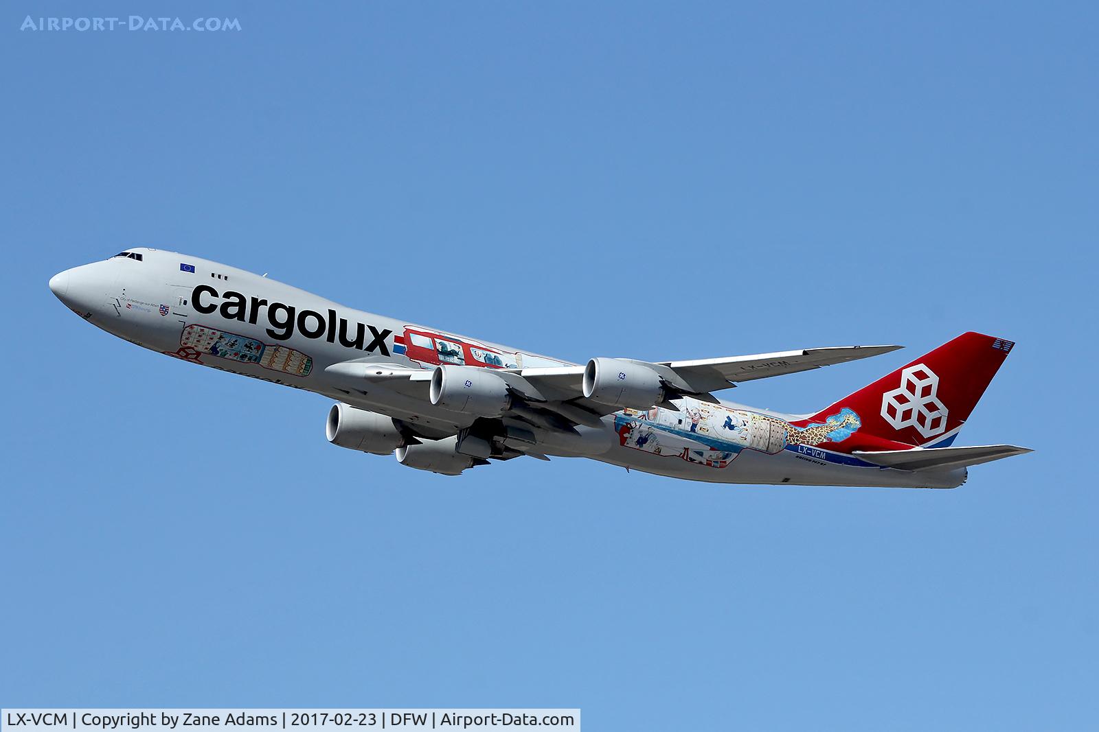 LX-VCM, 2015 Boeing 747-8F C/N 61169, Departing DFW Airport