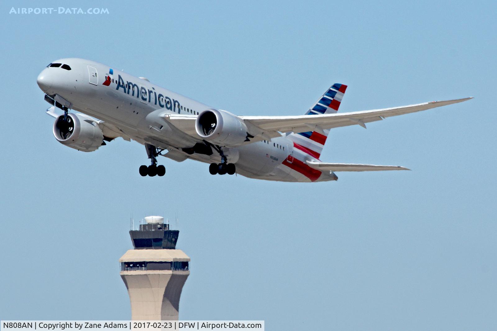 N808AN, 2015 Boeing 787-8 Dreamliner C/N 40626, Departing DFW Airport