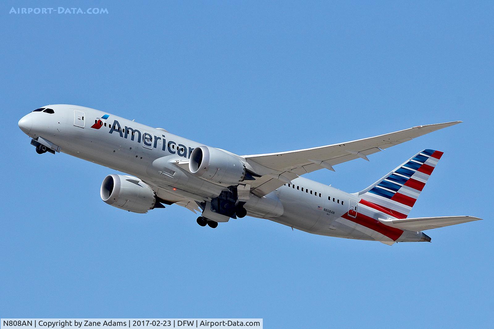 N808AN, 2015 Boeing 787-8 Dreamliner C/N 40626, Departing DFW Airport
