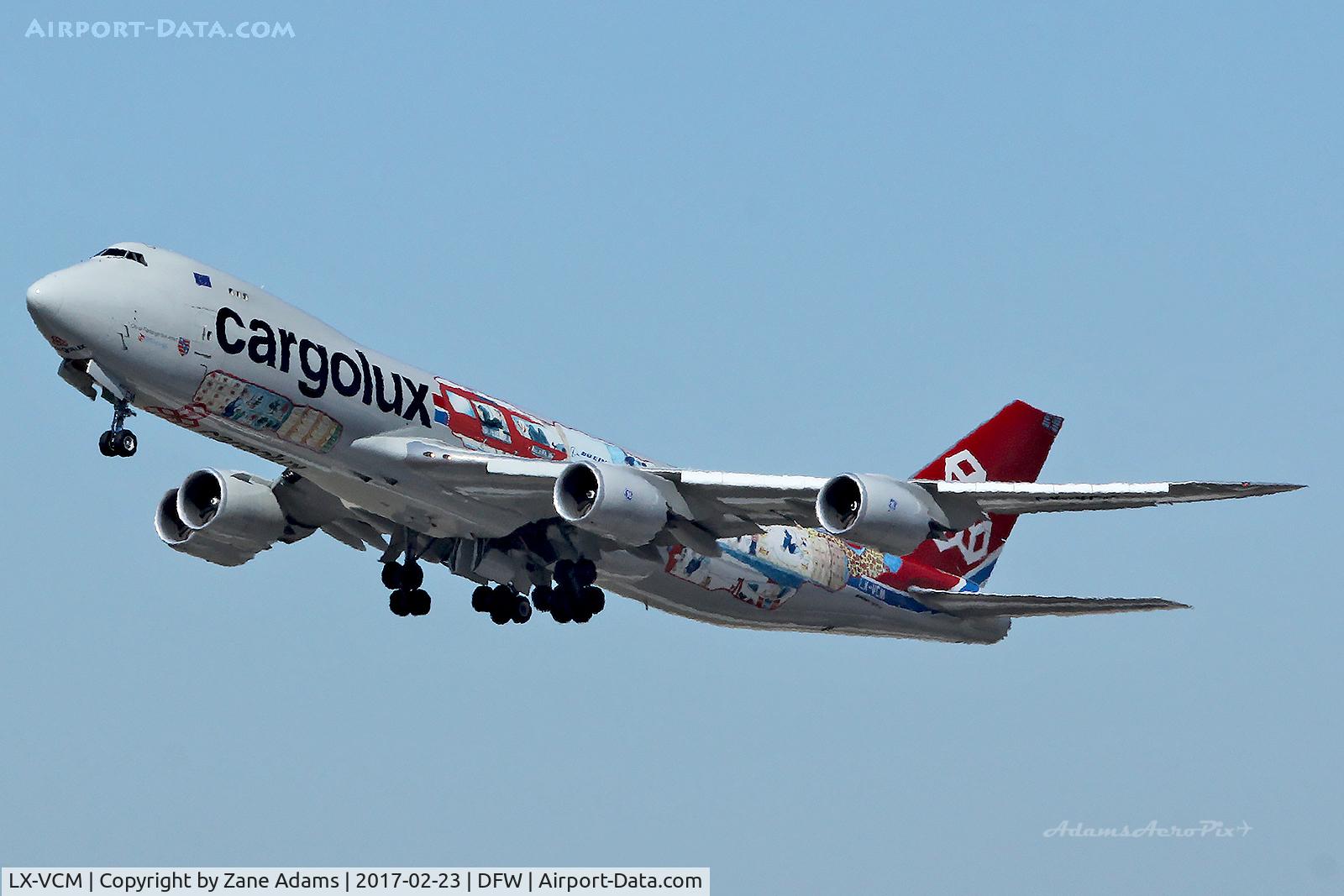 LX-VCM, 2015 Boeing 747-8F C/N 61169, Departing DFW Airport