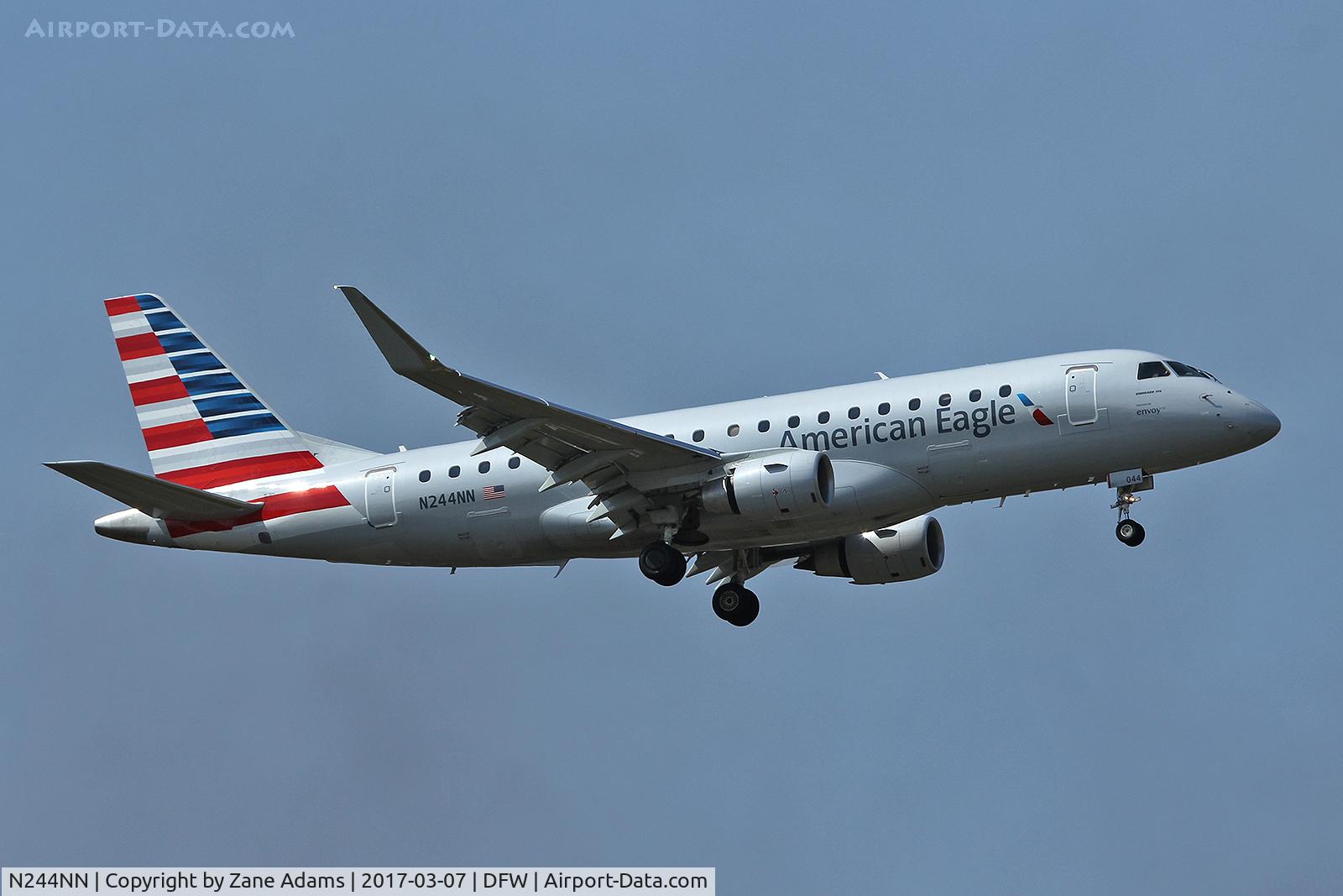 N244NN, 2016 Embraer 175LR (ERJ-170-200LR) C/N 17000609, Arriving at DFW Airport