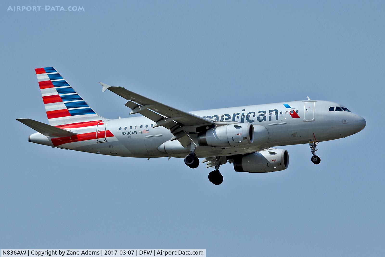 N836AW, 2005 Airbus A319-132 C/N 2570, Arriving at DFW Airport
