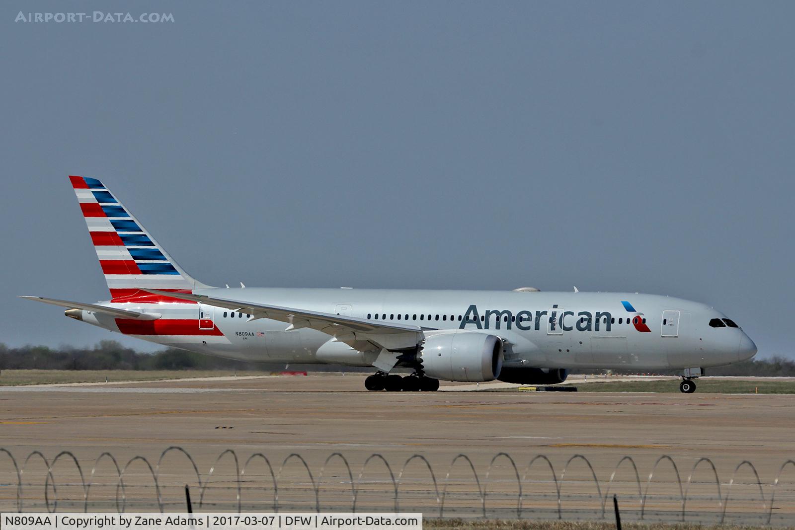 N809AA, 2015 Boeing 787-8 Dreamliner C/N 40627, Departing DFW Airport
