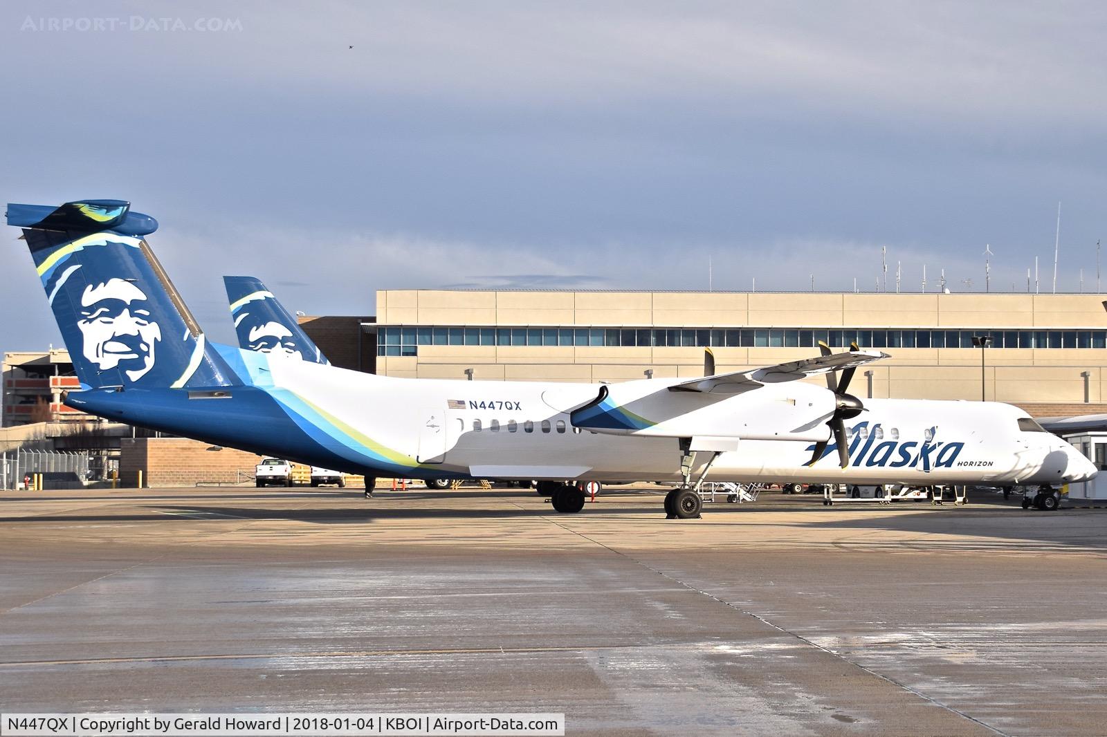 N447QX, 2011 Bombardier DHC-8-402 Dash 8 C/N 4364, Parked on the Alaska ramp.
