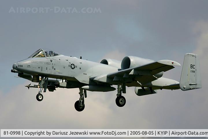81-0998, 1980 Fairchild Republic A-10A Thunderbolt II C/N A10-0693, A-10A Thunderbolt 81-0998 BC from 172nd FS 110th FW Battle Creek ANGB, MI