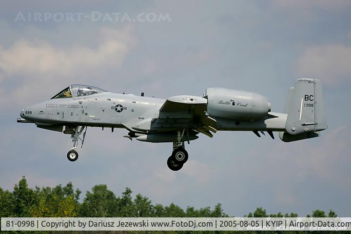 81-0998, 1980 Fairchild Republic A-10A Thunderbolt II C/N A10-0693, A-10A Thunderbolt 81-0998 BC from 172nd FS 110th FW Battle Creek ANGB, MI