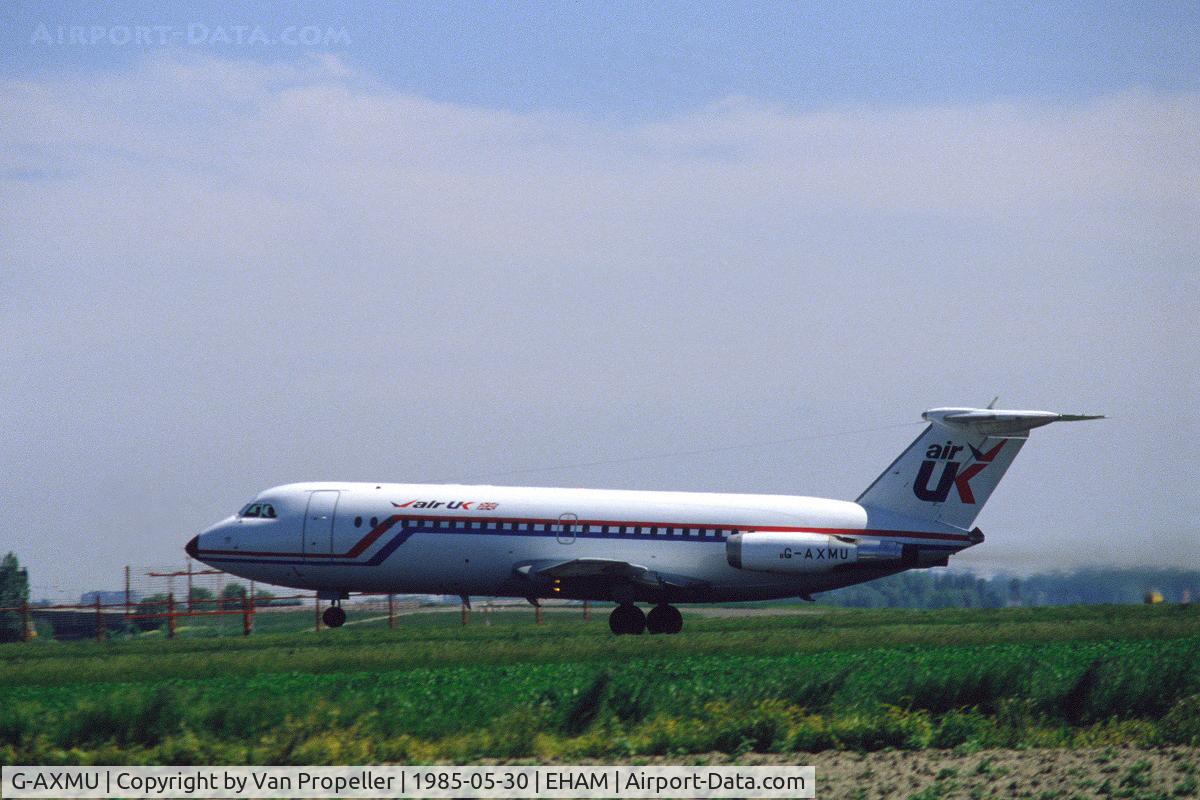 G-AXMU, 1968 BAC 111-432FD One Eleven C/N BAC.157, Air UK BAC One-Eleven 432FD rotating for take off at Schiphol airport, the Netherlands, 1985