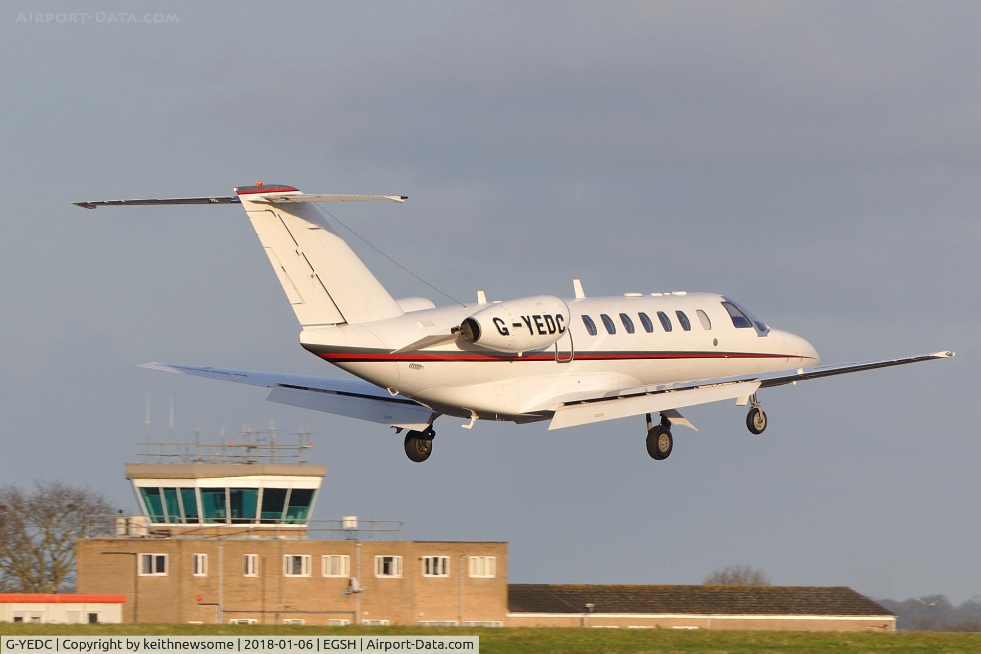 G-YEDC, 2007 Cessna 525B CitationJet CJ3 C/N 525B-0162, Landing at Norwich from Stansted.