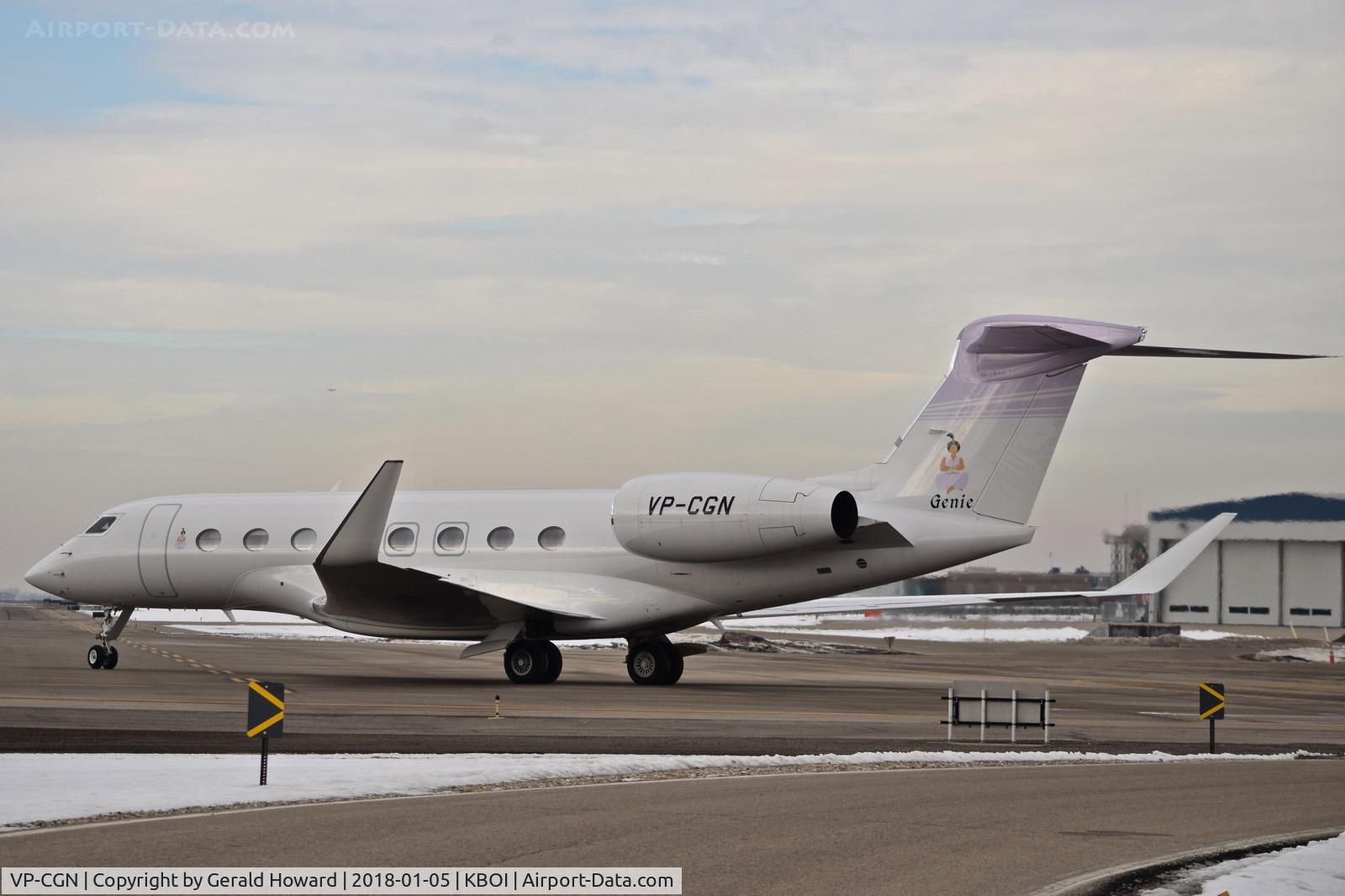 VP-CGN, 2014 Gulfstream Aerospace G650 (G-VI) C/N 6112, Leaving the US Customs ramp.