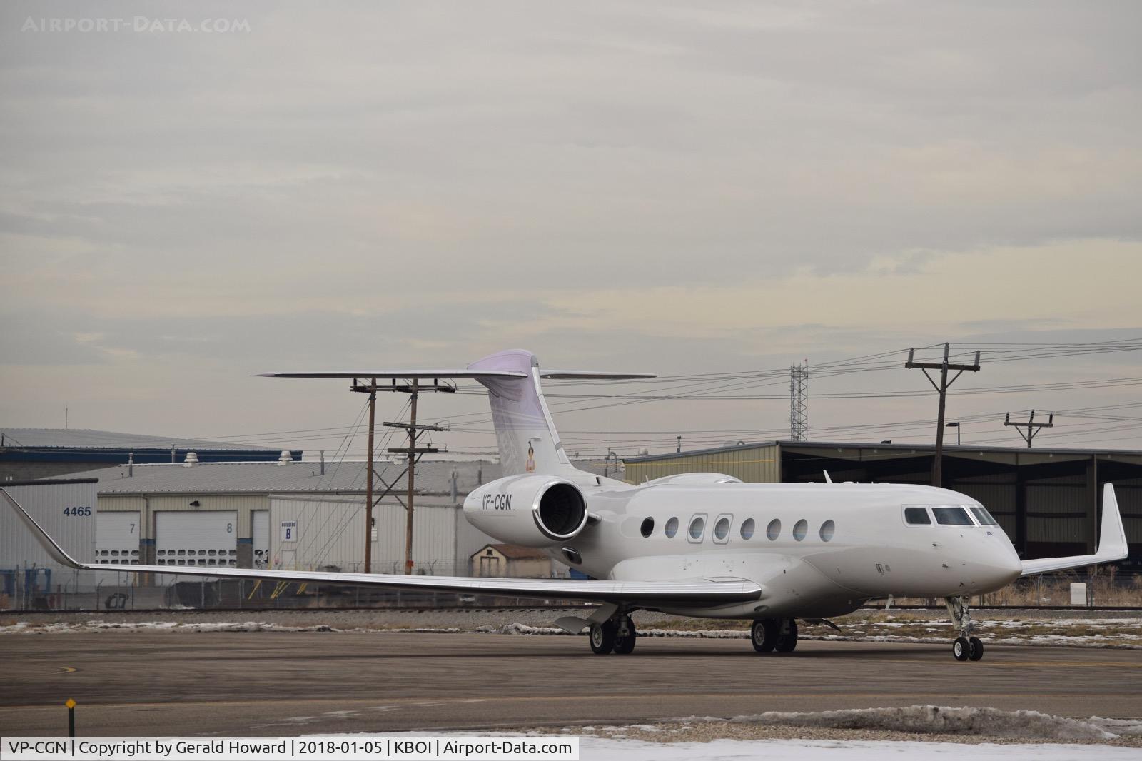 VP-CGN, 2014 Gulfstream Aerospace G650 (G-VI) C/N 6112, Parked on the US Customs' ramp.