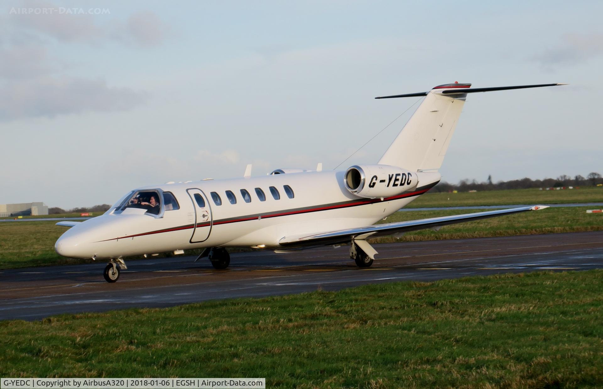 G-YEDC, 2007 Cessna 525B CitationJet CJ3 C/N 525B-0162, Arriving at Norwich with the Chelsea management, for a match with Norwich