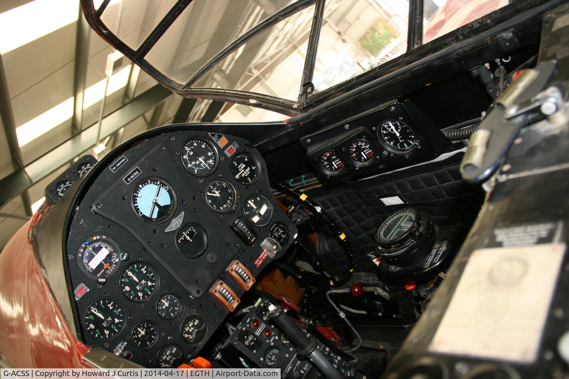 G-ACSS, 1934 De Havilland DH-88 Comet C/N 1996, Shuttleworth Trust. Cockpit view.