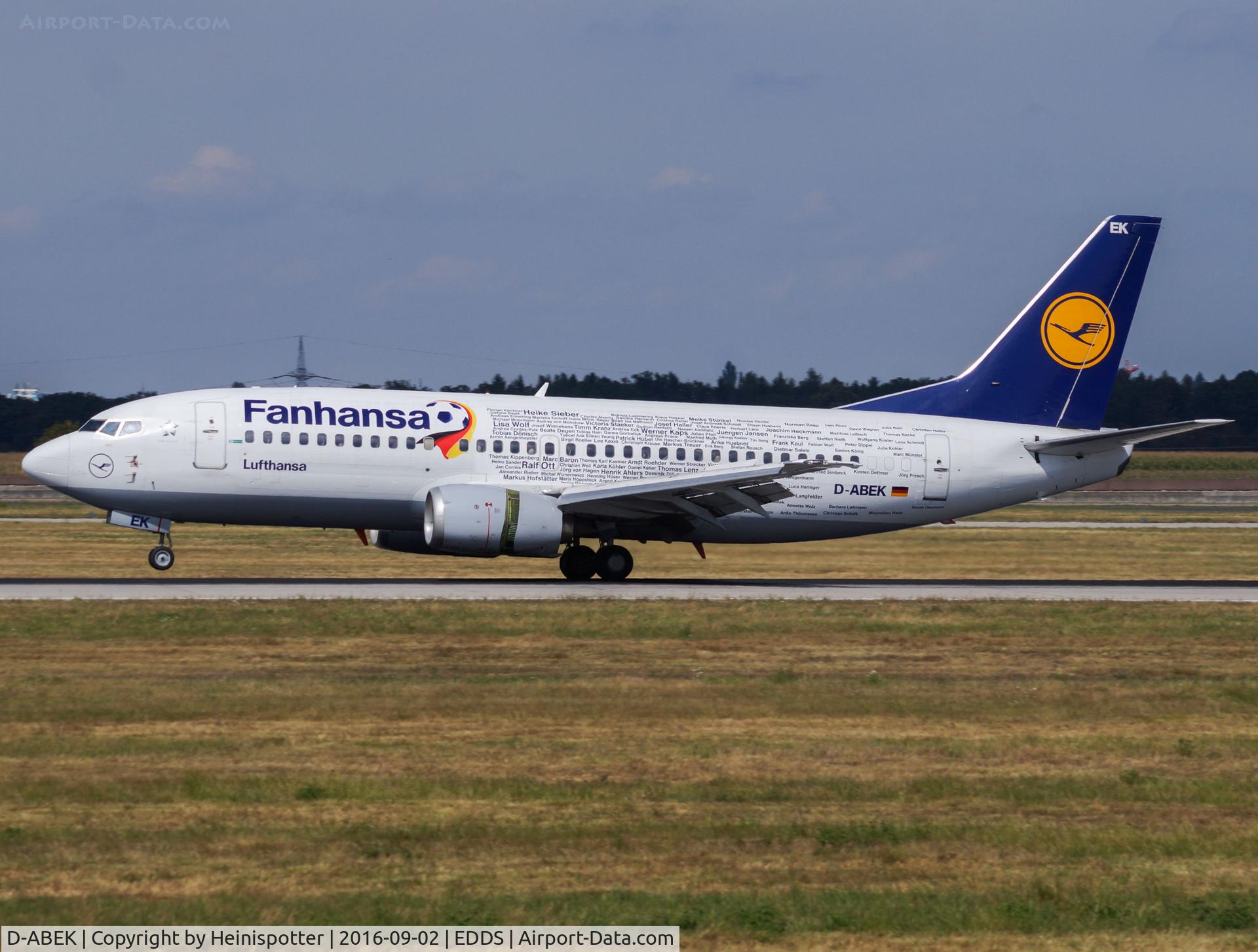 D-ABEK, 1991 Boeing 737-330 C/N 25414, D-ABEK at Stuttgart Airport.