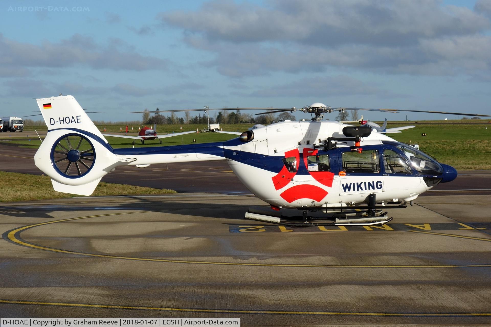 D-HOAE, 2016 Airbus Helicopters H-145 (BK-117D-2) C/N 20105, Parked at Norwich.