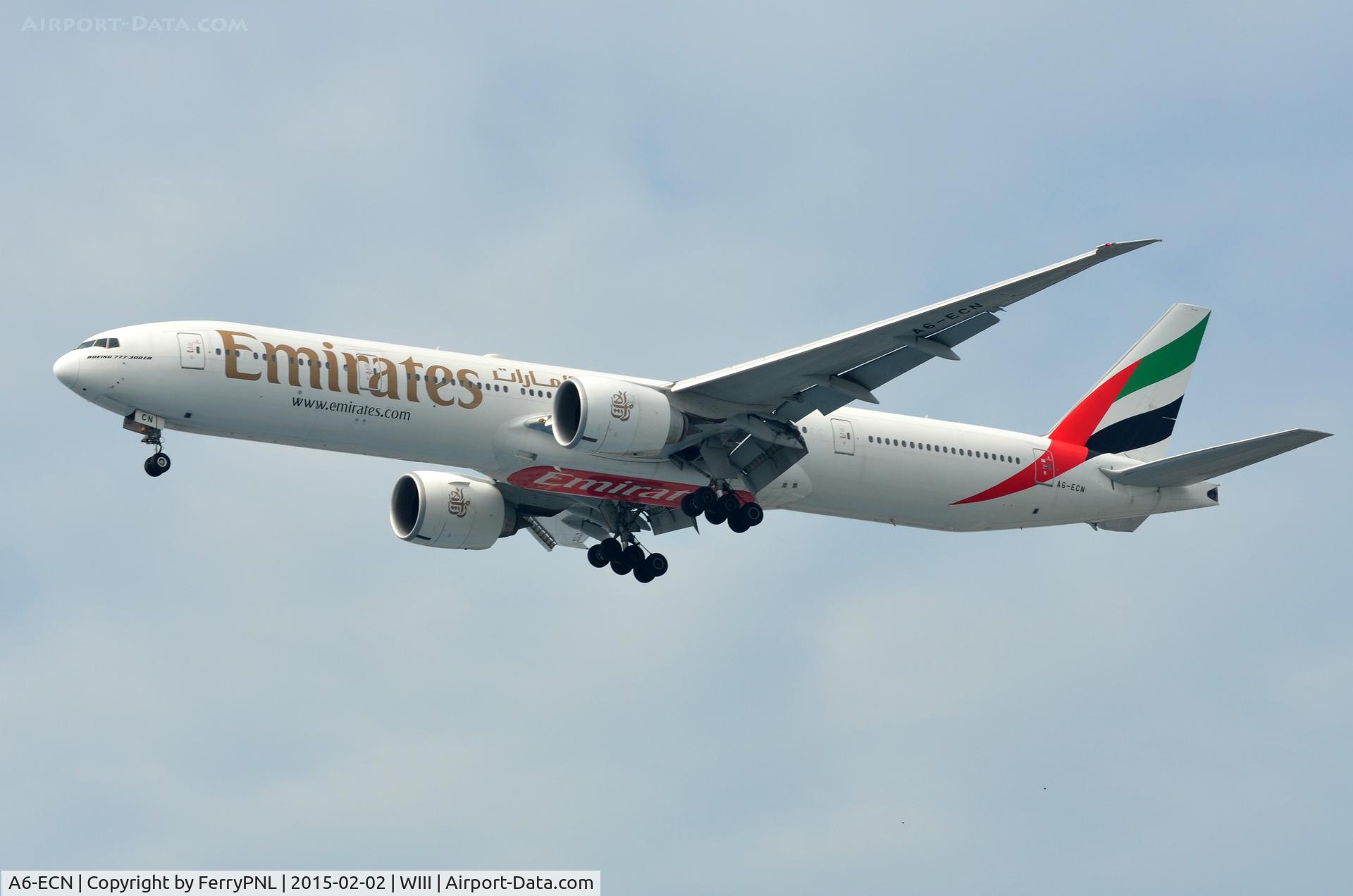 A6-ECN, 2009 Boeing 777-36N/ER C/N 37705, Emirates B773 landing in CGK