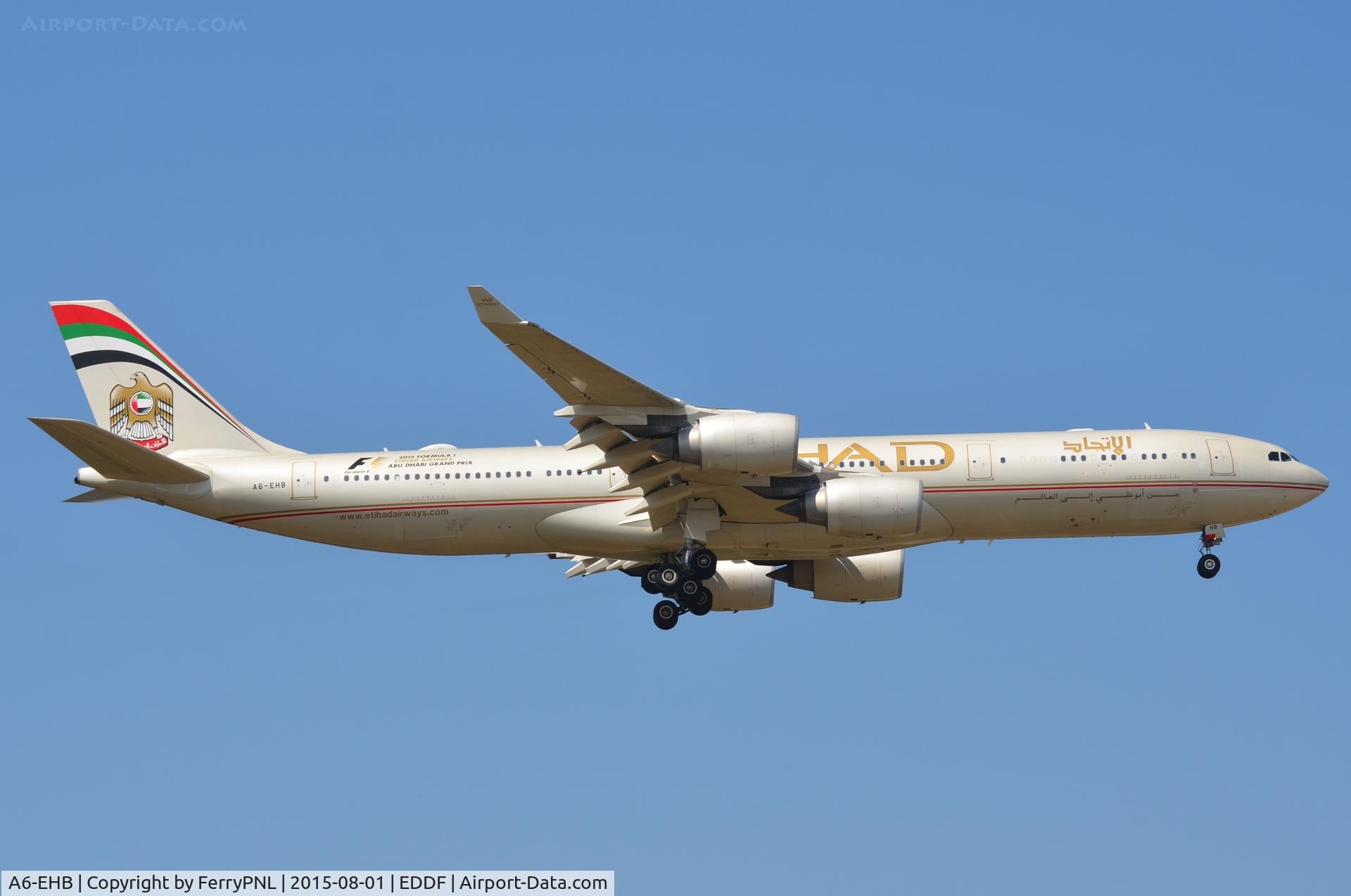 A6-EHB, 2006 Airbus A340-541 C/N 757, Etihad A345 landing in FRA