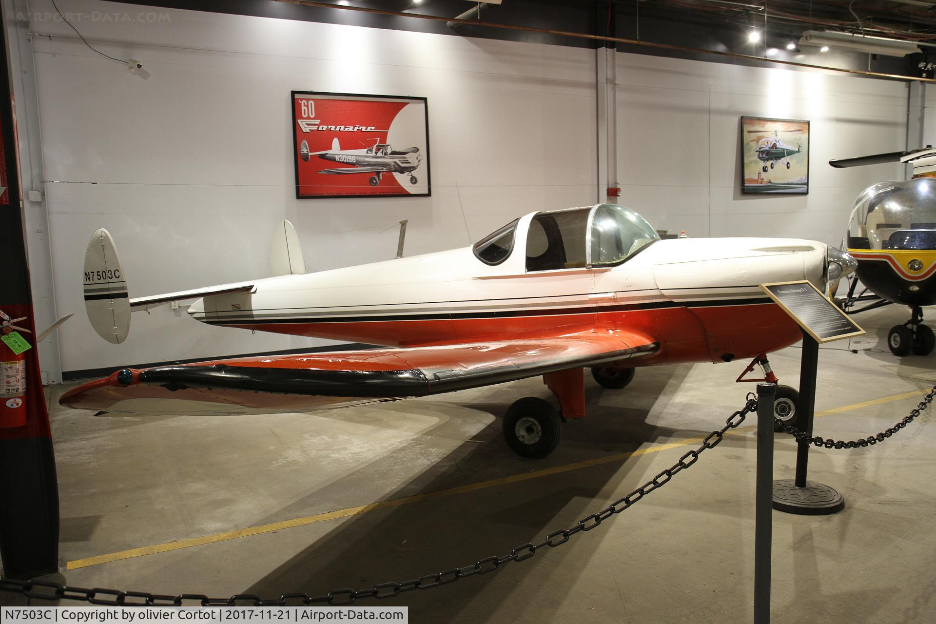 N7503C, 1957 Forney F-1 C/N 5611, In an automobile museum in Denver