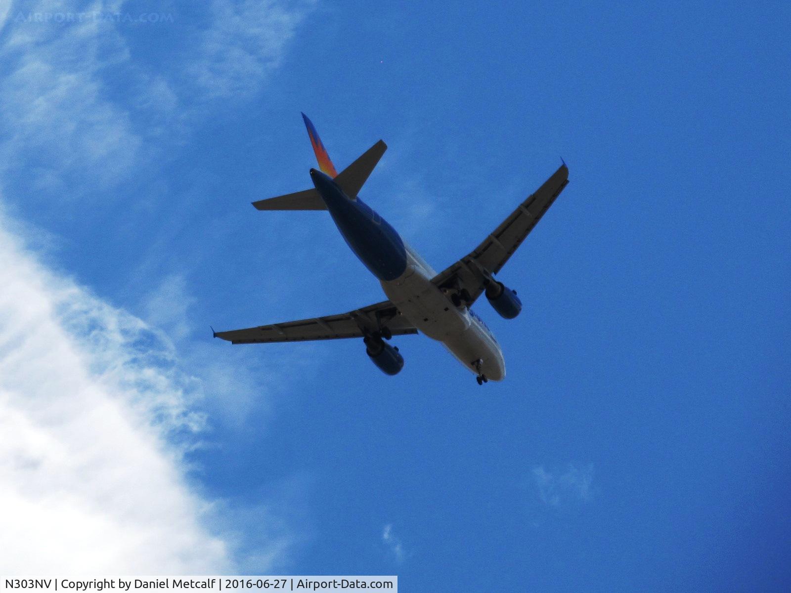 N303NV, 2004 Airbus A319-111 C/N 2271, Seen over Gilbert, AZ
