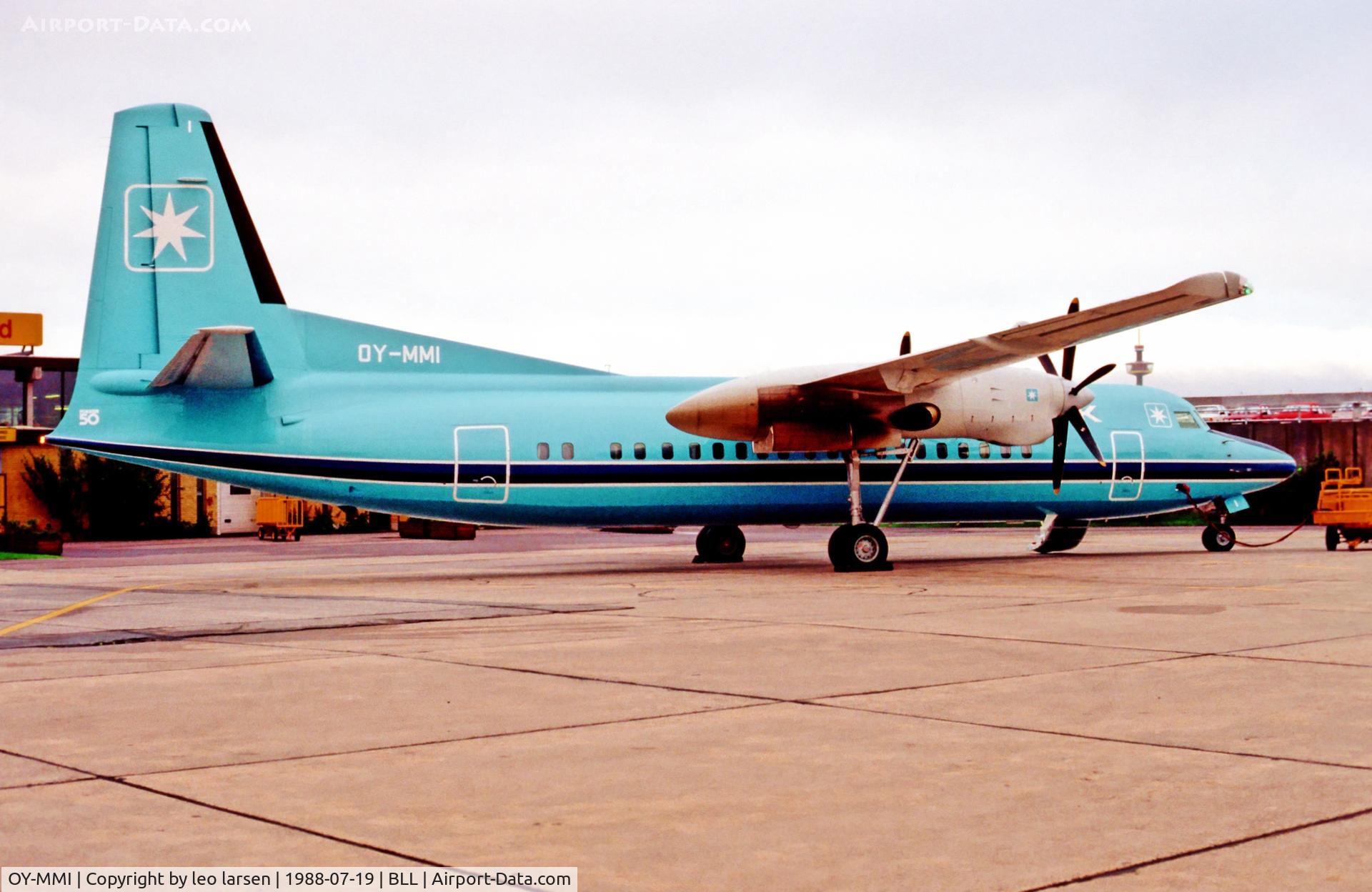 OY-MMI, 1988 Fokker 50 C/N 20126, Billund 19.7.1988
