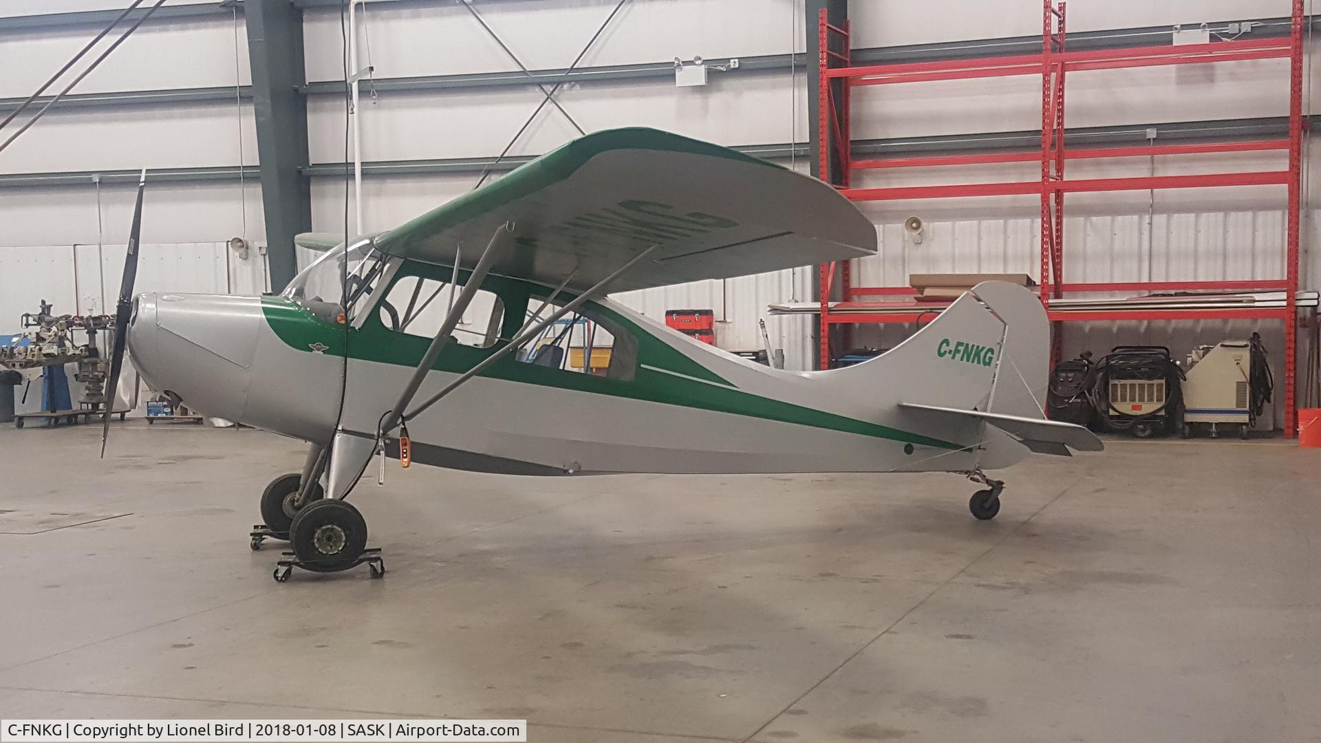 C-FNKG, 1955 Champion 7EC C/N 7EC 305, Champion aircraft getting prepped for float installation