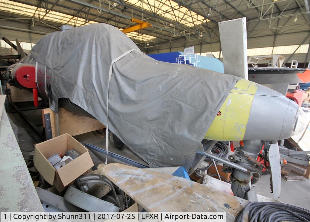 1, Fouga CM-175 Zephyr C/N 1, Stored Fouga Zephyr inside hangar at Rochefort Naval Museum...