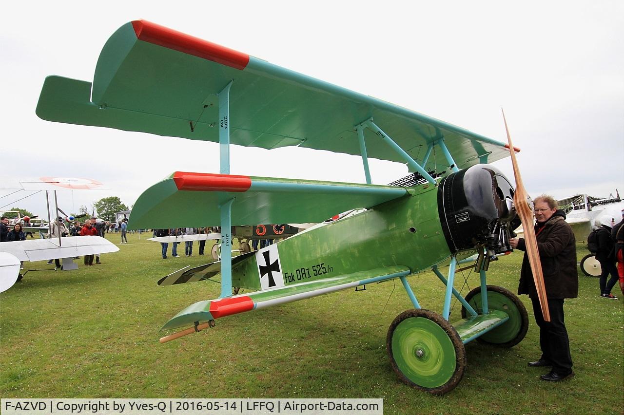 F-AZVD, Fokker Dr-1 Replica C/N 01-CP, Fokker BV Dr.1, Static display, La Ferté-Alais airfield (LFFQ) Airshow 2016
