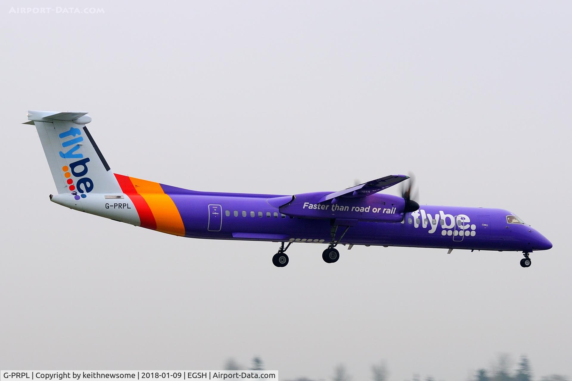 G-PRPL, 2011 Bombardier DHC-8-402 Dash 8 C/N 4380, Landing in grey conditions.