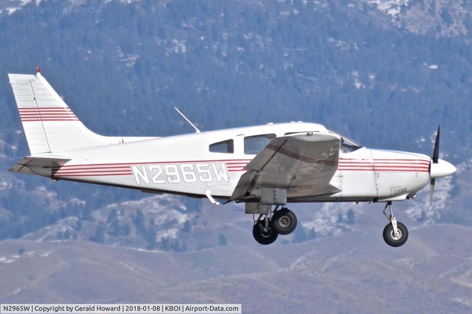 N2965W, 1979 Piper PA-28-181 C/N 28-8090003, On final for RWY 10R.