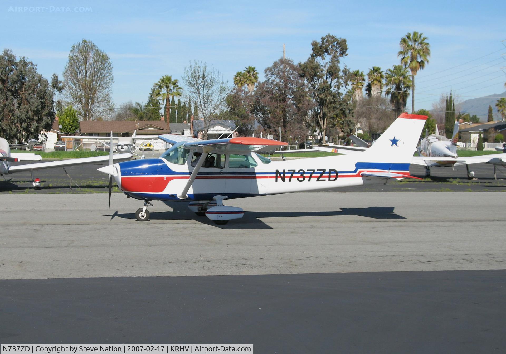 N737ZD, 1977 Cessna 172N C/N 17269794, HP Air 1977 Cessna 172N taxiing @ Reid-Hillview Airport (San Jose), CA home base