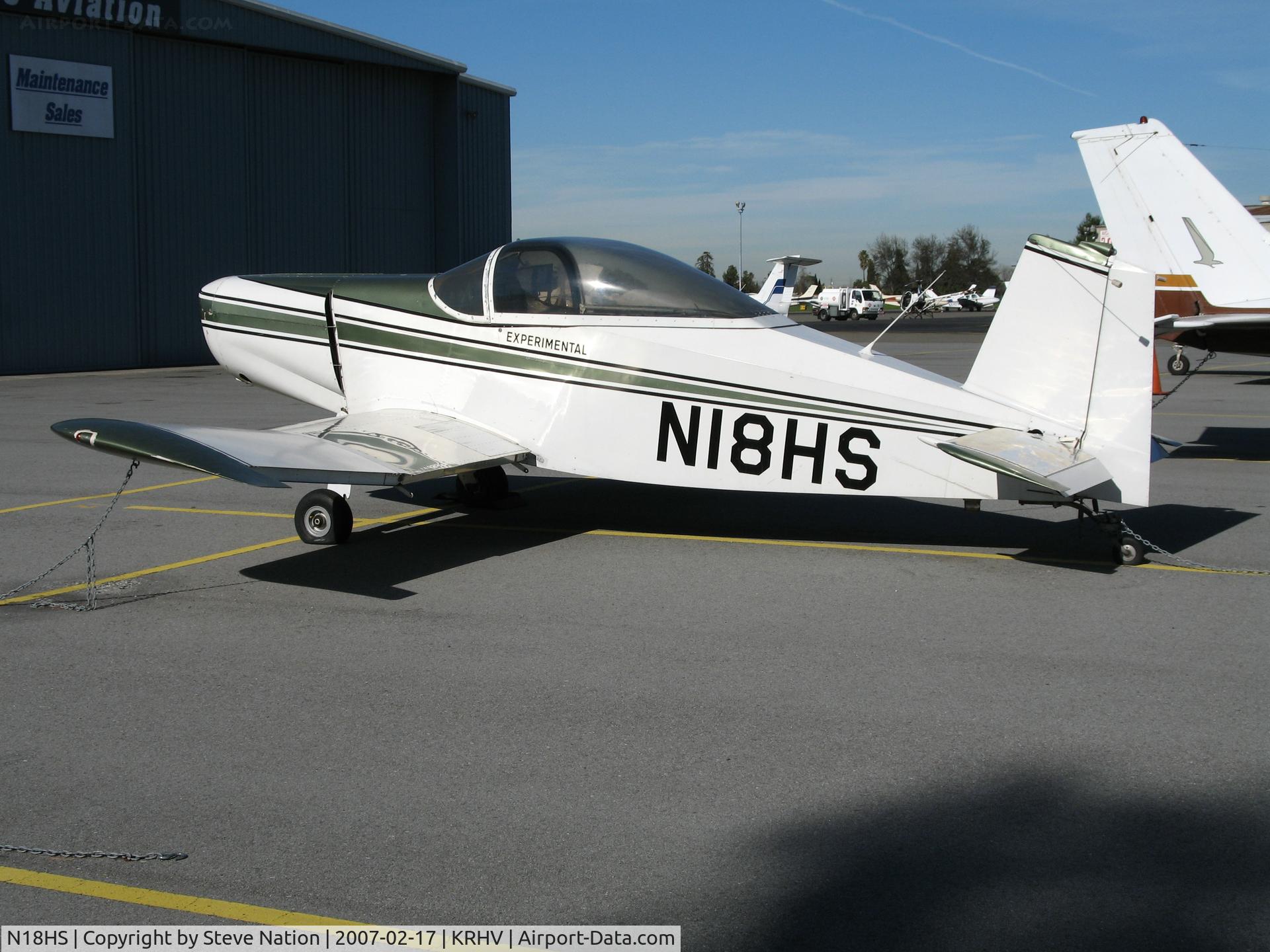 N18HS, 1978 Thorp T-18 Tiger C/N 486, Locally-based 1978 Thorp T-18 @ Reid-Hillview Airport (San Jose), CA (registration now expired)