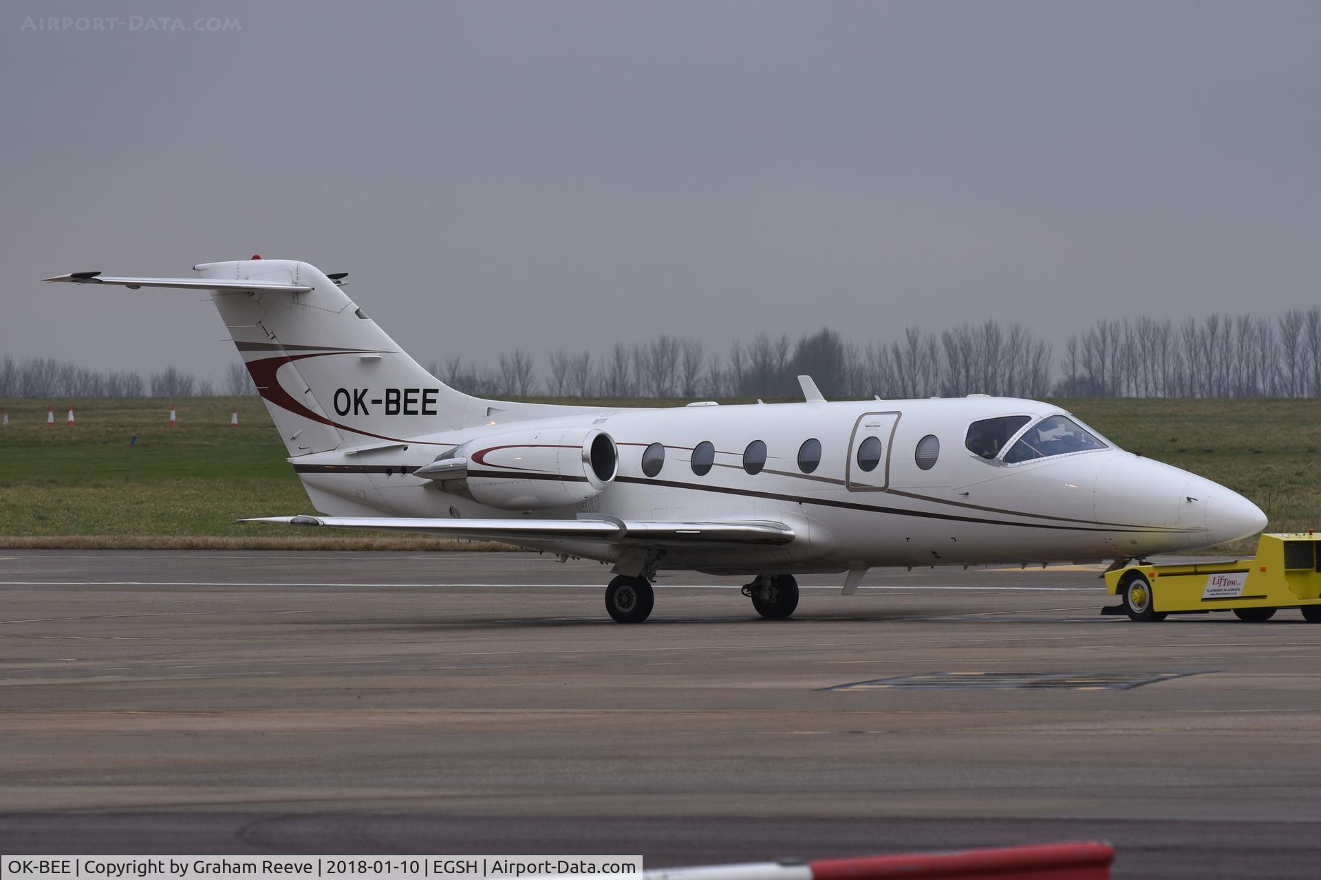 OK-BEE, 2000 Raytheon Beechjet 400A C/N RK-293, Under tow at Norwich.