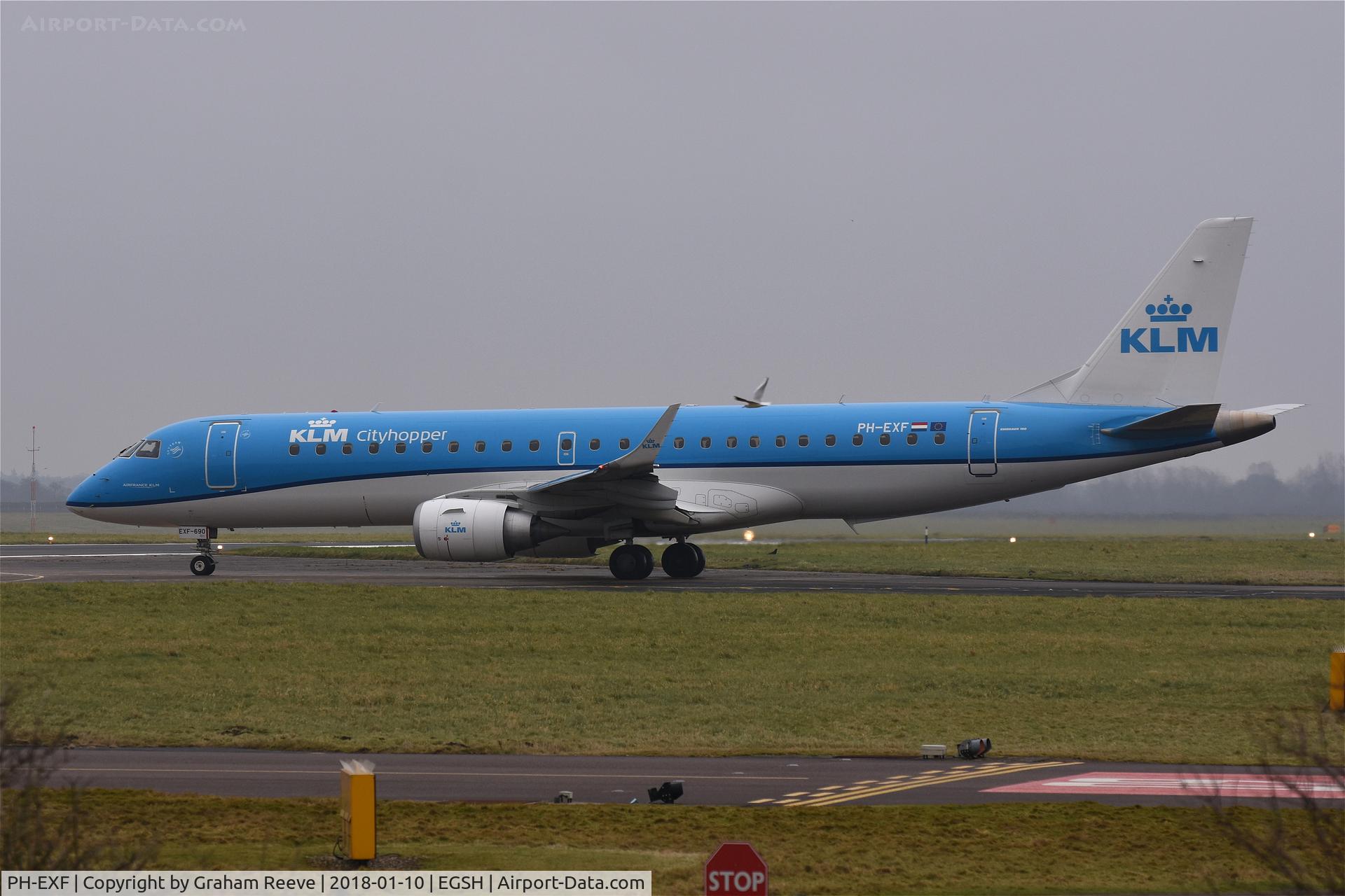 PH-EXF, 2015 Embraer 190STD (ERJ-190-100) C/N 19000690, About to depart from Norwich.