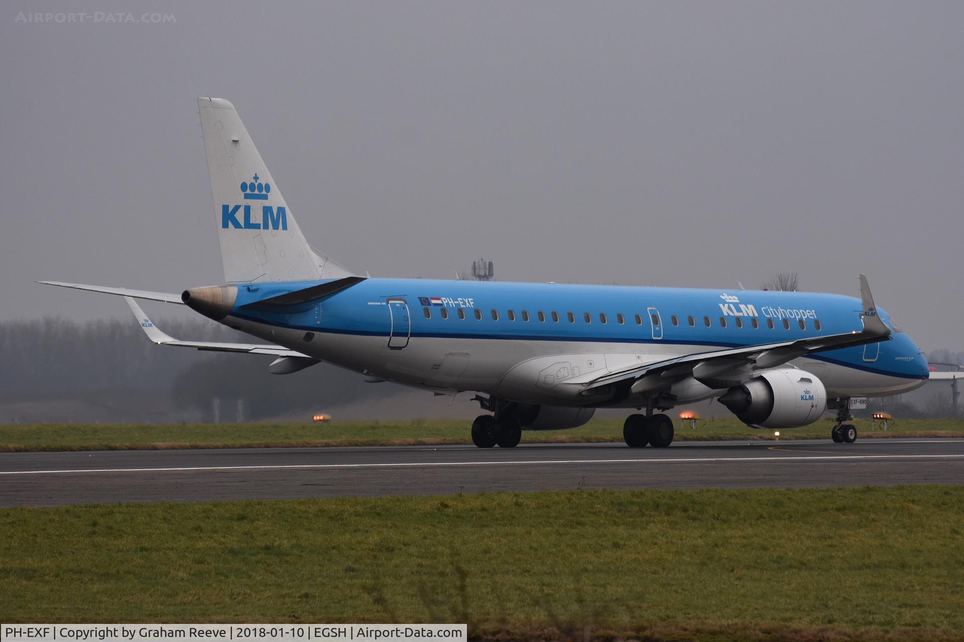 PH-EXF, 2015 Embraer 190STD (ERJ-190-100) C/N 19000690, About to depart from Norwich.