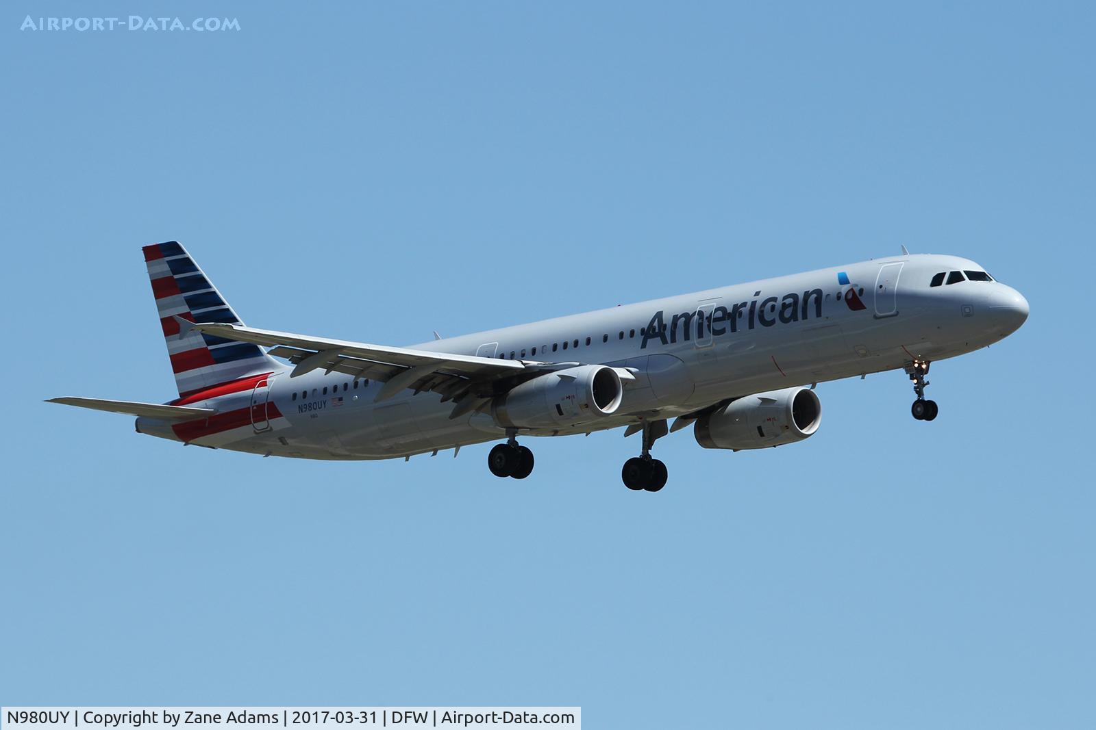 N980UY, 2013 Airbus A321-231 C/N 5795, Arriving at DFW Airport