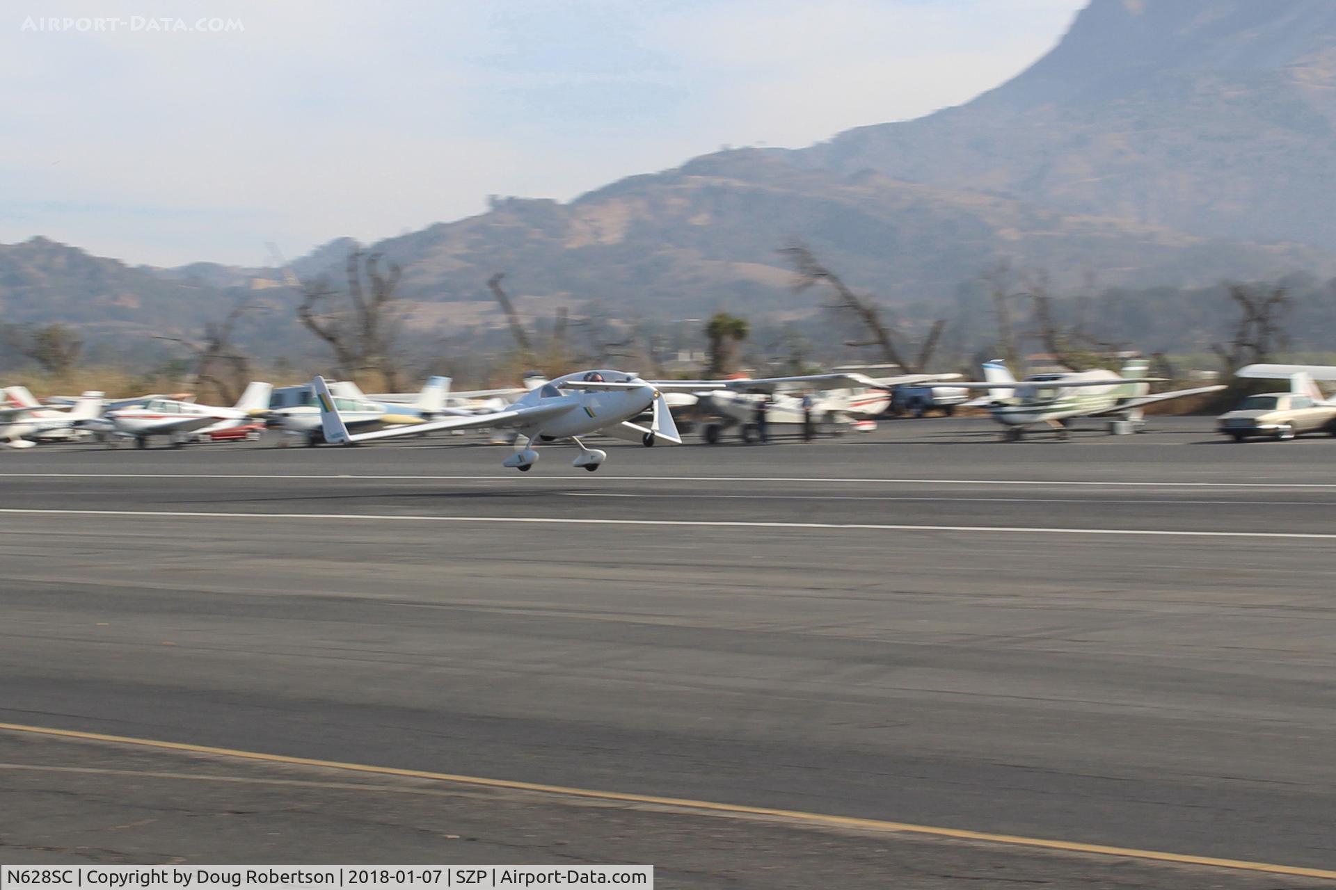 N628SC, Gyroflug SC-01B-160 Speed Canard C/N S-29, 1986 Gyroflug SC 01B 160 SPEED CANARD, Lycoming O-320-D1A 160 Hp pusher, flown by ex-Lufthansa pilot, Exper. class here but production aircraft in Germany. Takeoff climb Rwy 22