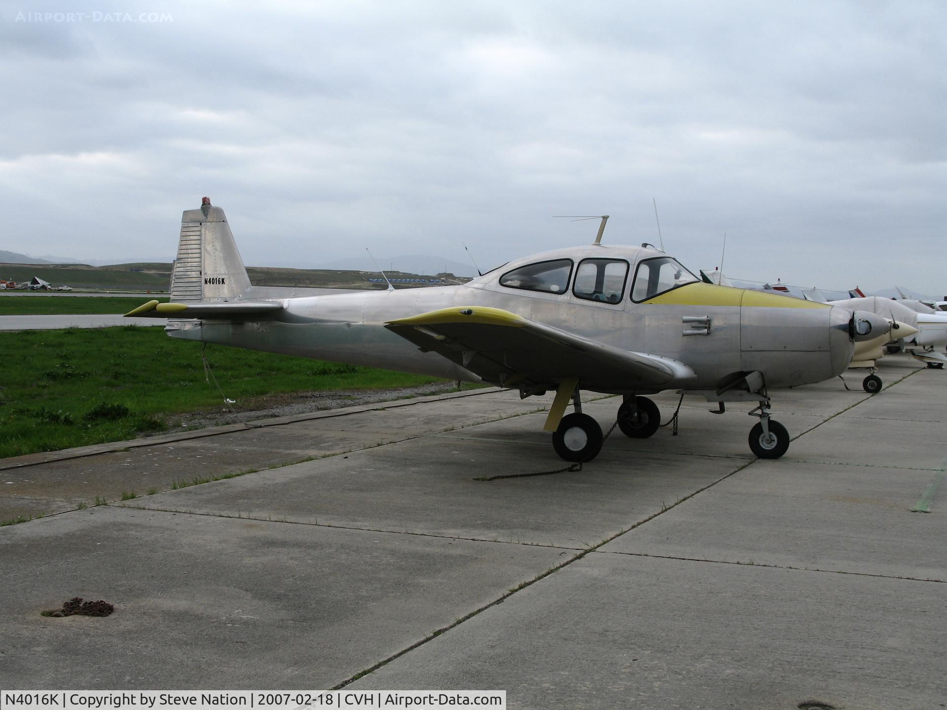 N4016K, 1947 North American Navion (NA-145) C/N NAV-4-1016, 1947 North American Navion with yellow trim and aluminum fuselage @ Hollister Municipal Airport, CA