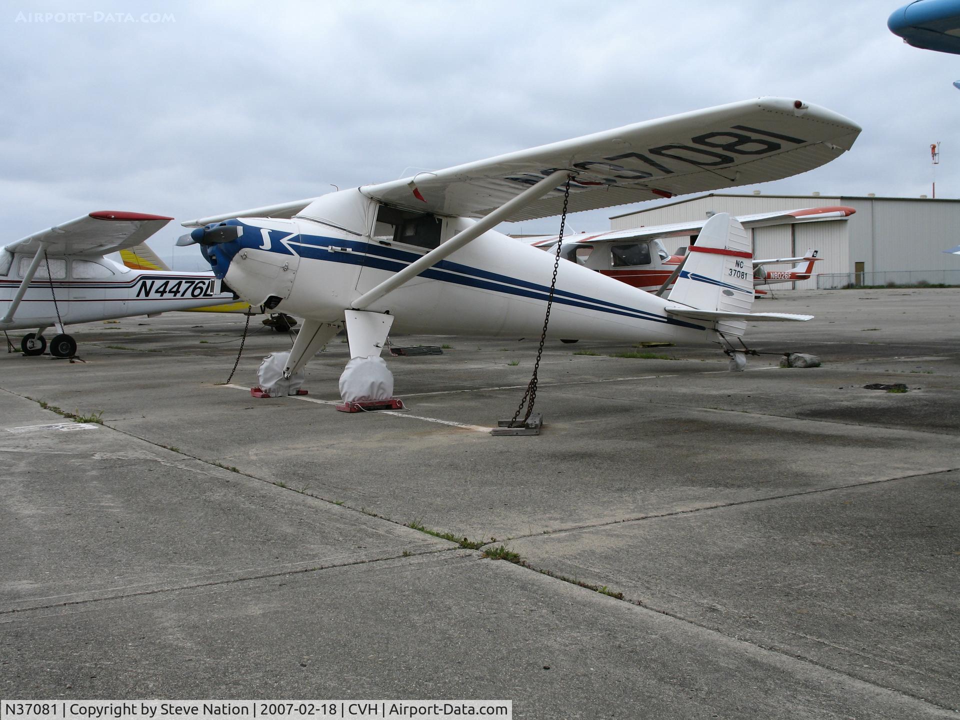 N37081, 1941 Luscombe 8A C/N 1742, 1941 Luscombe 8A with wheel covers and carrying NC37081 registration @ Hollister Municipal Airport, CA
