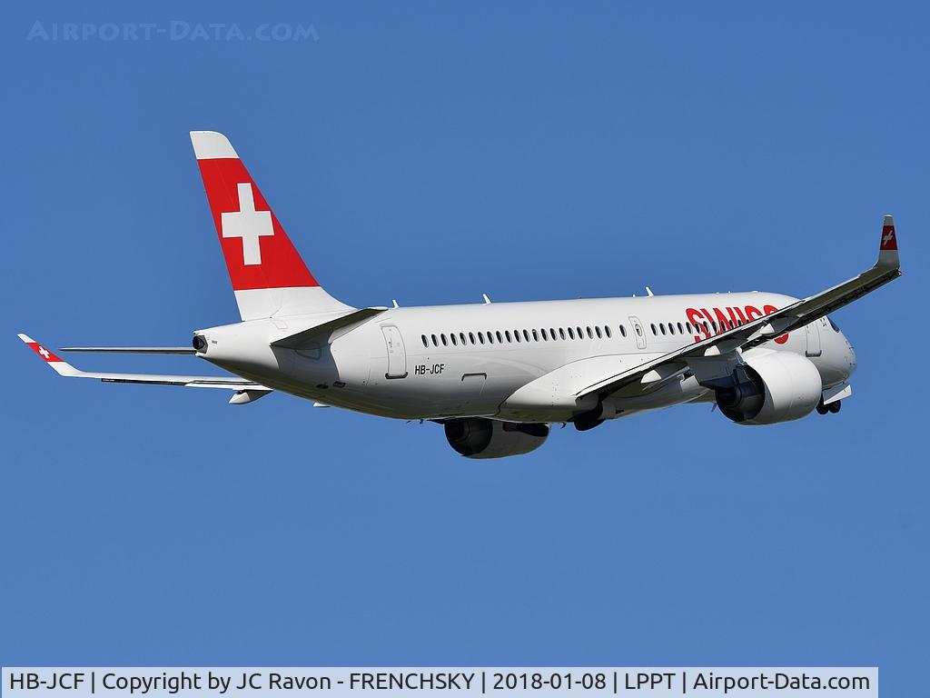 HB-JCF, 2017 Bombardier CSeries CS300 (BD-500-1A11) C/N 55015, LX2093 take off runway 03 to Geneva