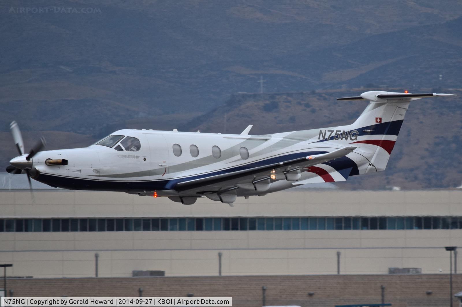 N75NG, 2012 Pilatus PC-12/47E C/N 1375, Take off from RWY 28L.