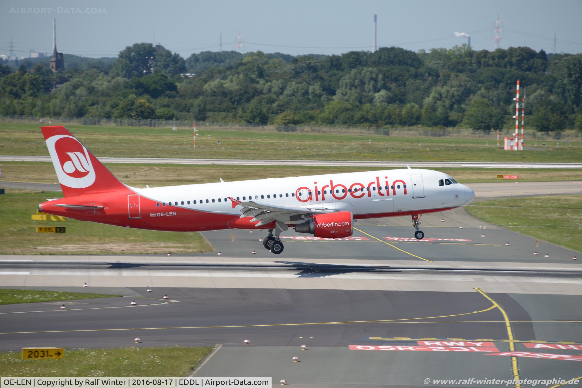 OE-LEN, 2007 Airbus A320-214 C/N 3093, Airbus A320-214 - HG NLY Niki Air Berlin colors - 3093 - OE-LEN - 17.08.2016 - DUS