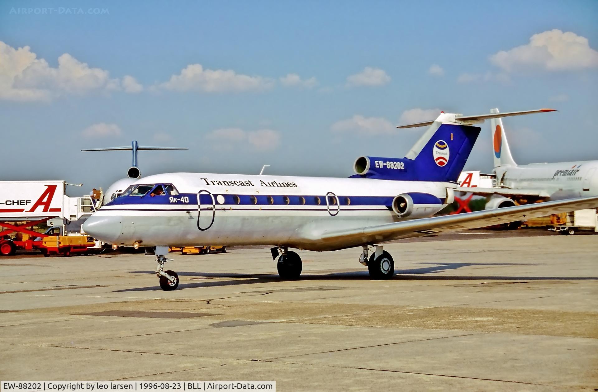 EW-88202, 1976 Yakovlev Yak-40 C/N 9630449, Billund 23.8.1996