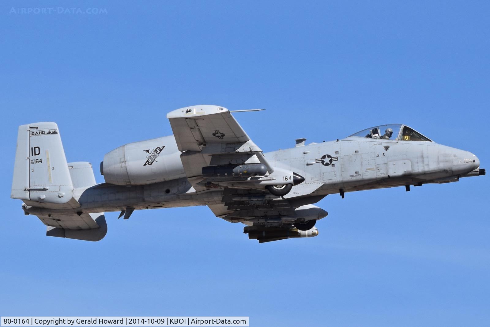 80-0164, 1980 Fairchild Republic OA-10A Thunderbolt II C/N A10-0515, Departing RWY 10R. 190th Fighter Sq., 124th Fighter Wing, Idaho ANG.