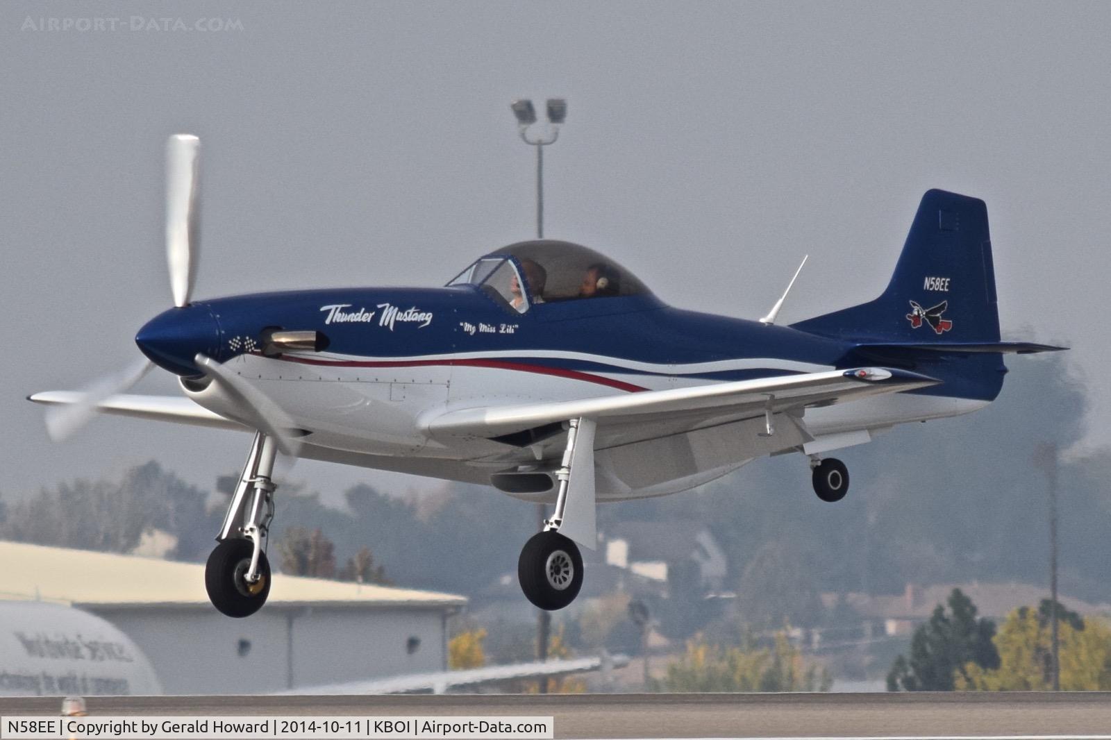 N58EE, 2001 Papa 51 Thunder Mustang C/N EITM020, Landing RWY 10L.