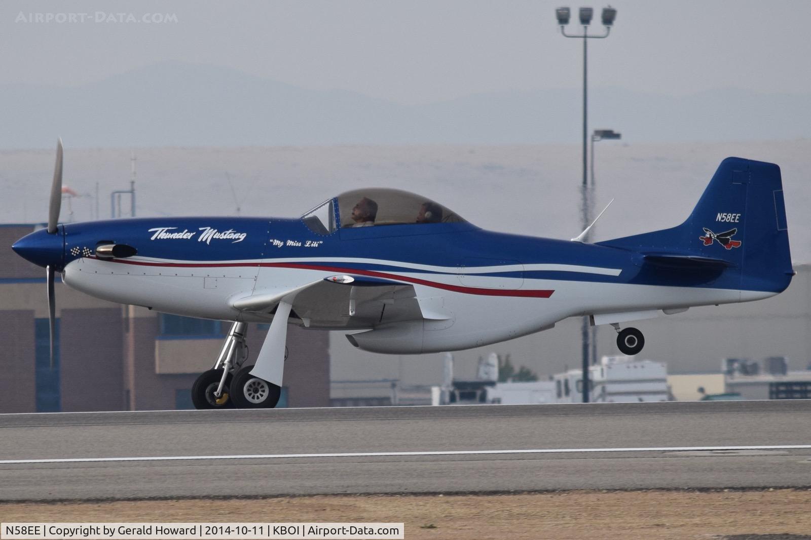 N58EE, 2001 Papa 51 Thunder Mustang C/N EITM020, Take off roll on RWY 10L.