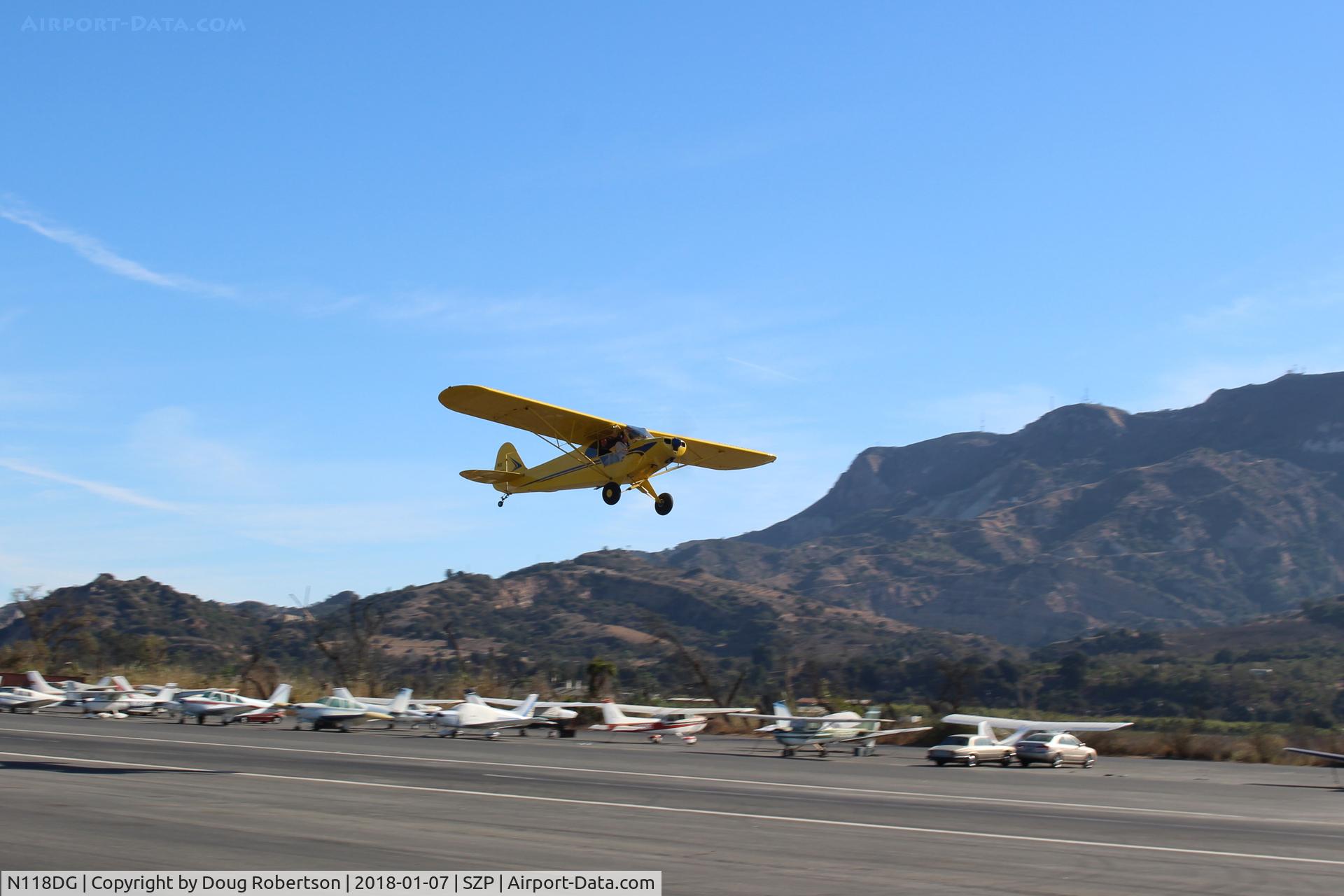 N118DG, 2008 Piper PA-18 Replica C/N 001, 2008 Ganzer XPA18, Continental O-200 100 Hp, first takeoff climb Rwy 22