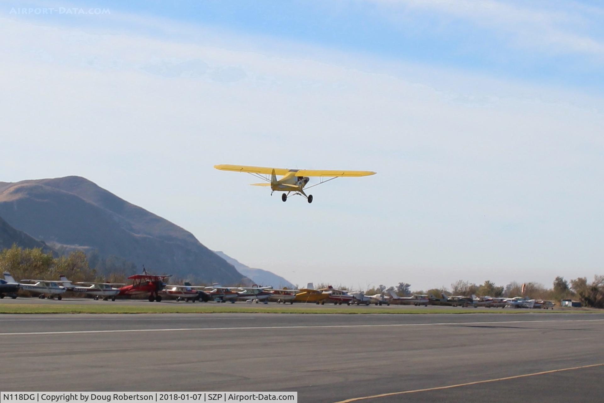 N118DG, 2008 Piper PA-18 Replica C/N 001, 2008 GANZER XPA18, Continental O-200 100 Hp, another takeoff climb Rwy 22